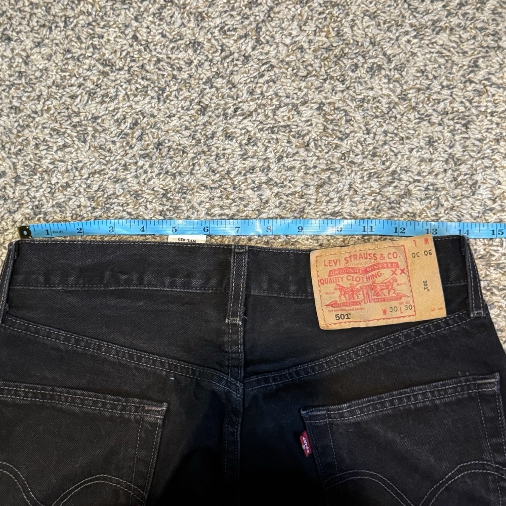 Levis 501 Jeans Mens 30x30 (Fit 28x29 Black Button Fly Straight Leg 5 Pocket VTG - Picture 9 of 12